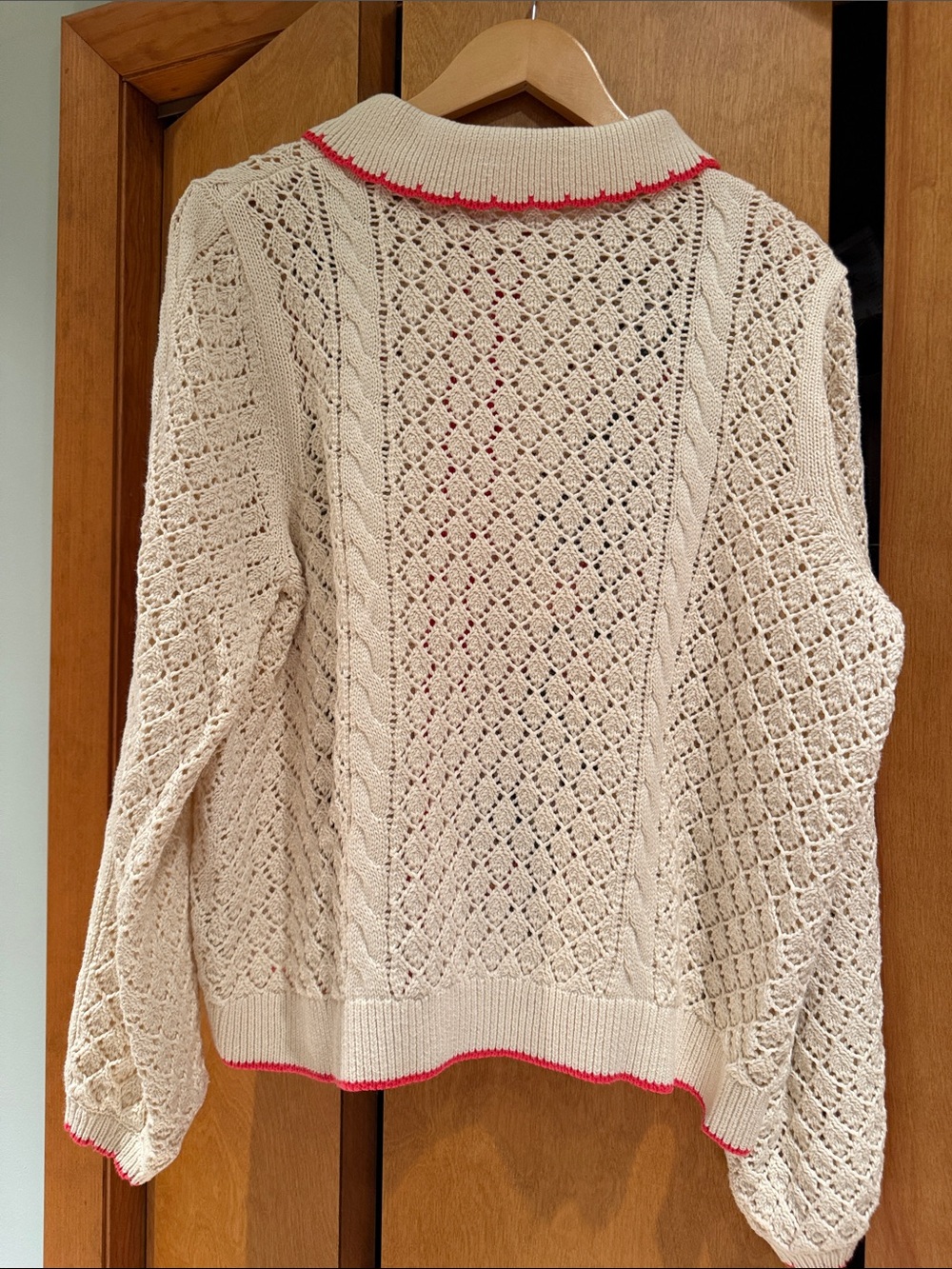 Boden Cream Floral Crochet Button-Up Sweater Large - Picture 11 of 15